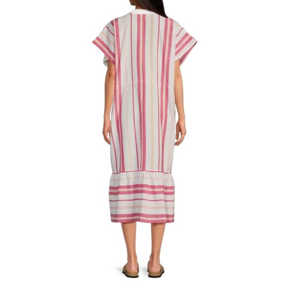 Faherty Stripe Longline Duster/Cover Up One Size (OS) in Carmine - Picture 3 of 6